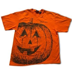 •Vintage 90s Y2K Halloween Pumpkin Jack-O-Lantern Front Back Graphic Shirt LARGE
